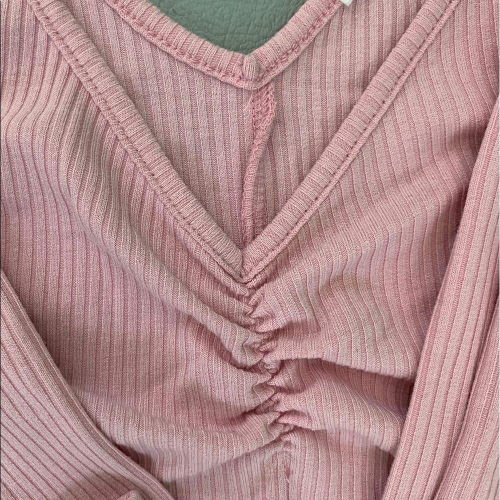 ME TO WE PINK RIBBED LONG SLEEVE